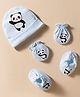 Bubble Pop 100% Cotton Interlock Knit Cap Mittens & Booties with Animal Print  Light Blue - Diameter 10.5 cm