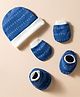 Bubble Pop 100% Cotton Interlock Knit Cap Mittens & Booties with Text Print  Blue - Diameter 10.5 cm