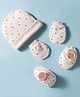 Bubble Pop 100% Cotton Interlock Knit Cap Mittens & Booties with Stars Print  Baby Pink - Diameter 11 cm
