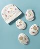 Bubble Pop 100% Cotton Interlock Knit Cap Mittens & Booties with Fruits Print  White - Diameter 11 cm