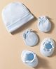 Bubble Pop 100% Cotton Interlock Knit Cap Mittens & Booties with Fruits Print  Light Blue - Diameter 11 cm