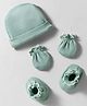 Bubble Pop 100% Cotton Interlock Knit Solid Color Cap Mittens & Booties  Light Green - Diameter 11 cm