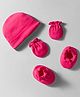 Bubble Pop 100% Cotton Interlock Knit Solid Color Cap Mittens & Booties  Dark Pink - Diameter 10.5 cm