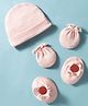 Bubble Pop 100% Cotton Interlock Knit Solid Color Cap Mittens & Booties  Light Pink - Diameter 10.5 cm
