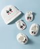 Bubble Pop 100% Cotton Interlock Knit Printed Cap Mittens & Booties  White - Diameter 10.5 cm