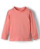 Smarty Girls Fleece Knit Full Sleeves Solid Color Winter T-Shirt - Coral