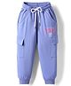 Smarty Girls Looper Knit Full Length Pajama With Text Print & Cargo Pockets - Royal Blue