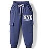 Smarty Girls Looper Knit Full Length Lounge Pant With Brooklyn Print & Cargo Pockets - Navy Blue