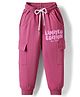Smarty Girls Looper Knit Full Length Pajama With Miami Print & Cargo Pockets - Dark Pink