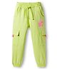 Babyhug French Terry Knit Full Length Lounge Pant with Athletic Text Print & Pocket - Light Green