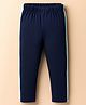 Babyhug Cotton Knit Full Length Leggings With Tape Design- Navy Blue