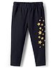 Babyhug Cotton Lycra Knit Full Length Leggings with Stars Print - Black