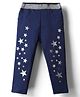 Babyhug Cotton Lycra Knit Full Length Jeggings With Foil Star Print & Stretch - Navy Blue