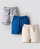 Bonfino 100% Cotton Knit Shorts Solid & Dino Printed Pack of 3 - Grey Off White & Blue
