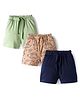 Bonfino 100% Cotton Knit Above Knee Length Shorts with Dino Print Pack of 3 -  Peach Navy Blue & Light Green