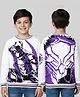 Honeyhap Marvel Terry Knit Full Sleeves Sweatshirt With Front and Back Black Panther Graphics - White & Purple