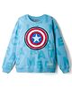 Honeyhap Marvel Terry Knit Drop Shoulder Full Sleeves Oversized Sweatshirt With Captain America Graphics - Blue