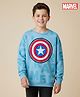Honeyhap Marvel Terry Knit Drop Shoulder Full Sleeves Oversized Sweatshirt With Captain America Graphics - Blue