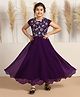 Fashion Dream Georgette Woven Half Sleeves Floral Sequins Embellished Gown - Violet