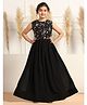 Fashion Dream Georgette Woven Sleeveless Floral Embroidered Sequins Embellished Gown - Black