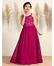 Fashion Dream Georgette Woven Sleeveless Floral Embroidered Sequins Embellished Gown - Rani Pink