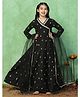 Fashion Dream Silk Woven Full Sleeves Sequin Embellished Dress With Dupatta Set - Black