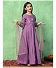 Fashion Dream Chanderi Woven Three Fourth Sleeves Floral Sequin Embroidered Dress With Dupatta Set - Purple