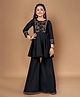 Fashion Dream Cotton Blend Woven Three Fourth Sleeves Floral Foil Printed & Gota Lace Embellished Kurti Sharara Set - Black