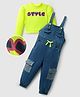 Ollington St. Cotton Full Sleeves Top & Denim Dungaree - Limegreen & Indigo