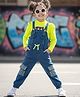 Ollington St. Cotton Full Sleeves Top & Denim Dungaree - Limegreen & Indigo