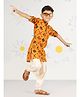 Vastramay Rayon Woven Full Sleeves Ethnic Printed Kurta Patiala Set - Mustard