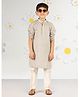 Vastramay Rayon Woven Full Sleeves Floral Embroidered Kurta Pyjama Set - Grey
