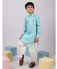 Vastramay Cotton Woven Full Sleeves Abstract Printed Kurta & Patiala Set - Aqua Blue