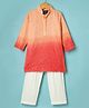Little Bull Full Sleeves Abstract Embroidered & Ombre Kurta Pyjama Set - Peach