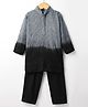 Little Bull Full Sleeves Abstract Embroidered & Ombre Kurta & Pyjama Set - Grey