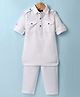 Little Bull Full Sleeves Textured Pathani Kurta Pyjama Set - White
