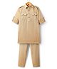 Little Bull Full Sleeves Solid Pathani Kurta Pyjama Set - Fawn