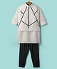 Little Bull Full Sleeves Solid Kurta & Pyjama With Abstract Printed Waistcoat Set - White