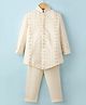 Little Bull Full Sleeves Abstract Embroidered & Sequins Embellished Kurta Pyjama Set - Cream