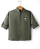 Little Bull Full Sleeves Insect Patch Detailed Short Kurta - Green