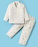 Mini Taurus Cotton Woven Full Sleeves Co-ord Night Suit With Teddy Print - White