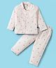 Mini Taurus Cotton Woven Full Sleeves Co-ord Night Suit With Teddy Print - Peach