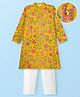 EARTHY TOUCH Woven Full Sleeves Kurta Pajama Set With Floral Print - Yellow