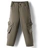 Olio Kids Cotton Woven Full Length Solid Trousers with Back Elastic & Pockets - Camel Brown