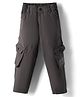 Olio Kids Cotton Woven Full Length Solid Trousers with Back Elastic & Pockets - Charcoal Grey