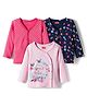 Babyhug 100% Cotton Knit Full Sleeves Front Open Vest with Polka Dots & Floral Print Pack of 3 - Dark Pink & Navy Blue