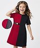 Hola Bonita Knit Half Sleeves Shirt Dress With Textured Design & Belt - Black