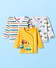 Babyhug 100% Cotton Interlock Knit Full Sleeves Jhablas With Stripes & Vehicle Print Pack Of 3 - Yellow & White