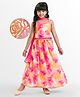 EARTHY TOUCH Woven Sleeveless Choli Lehenga Set Dupatta & Floral Glitter Print - Pink