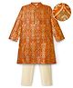 EARTHY TOUCH Woven Full Sleeves Kurta Pajama Set With Floral Print - Orange